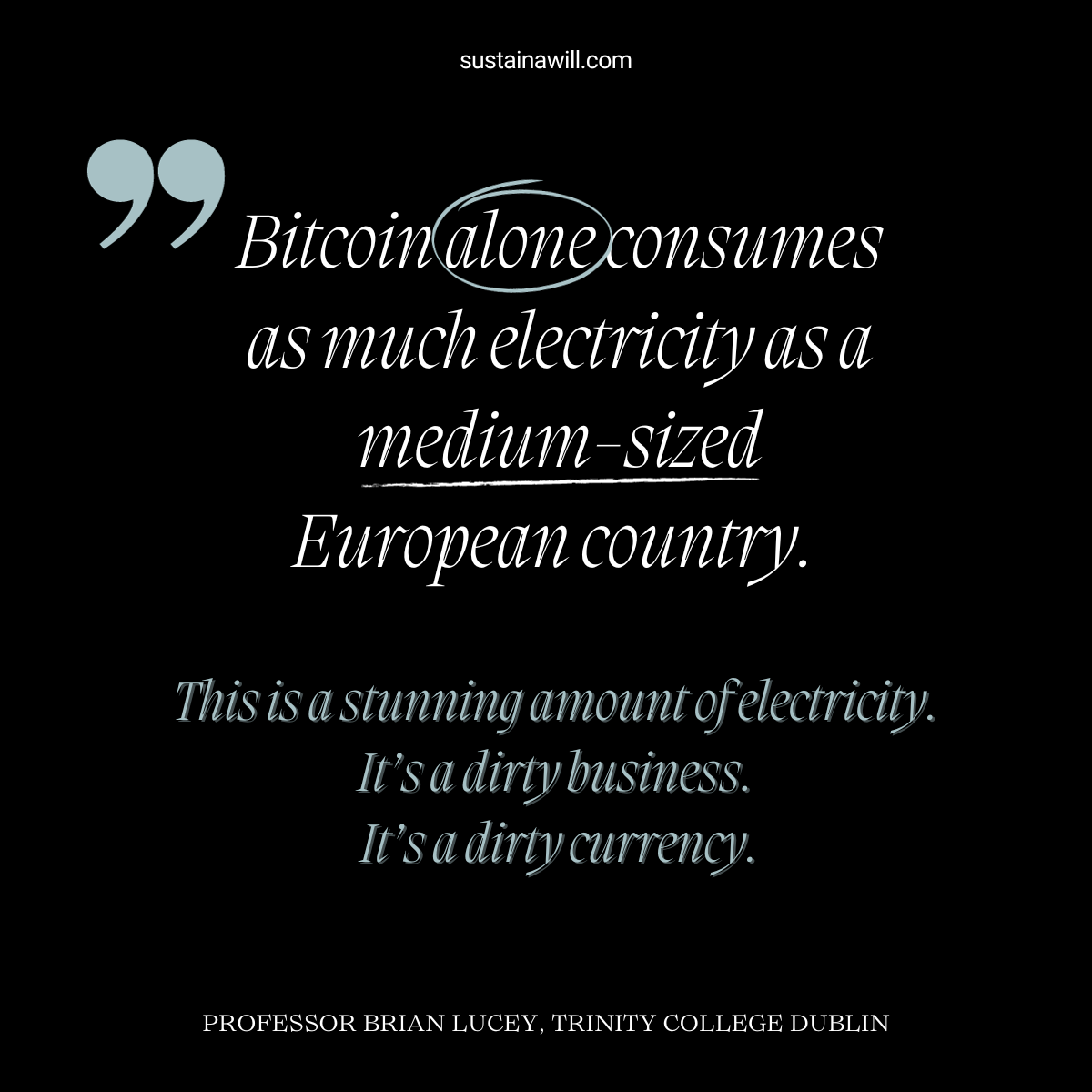 quote about crypto sustainability by Professor Brian Lucey, Trinity College Dublin