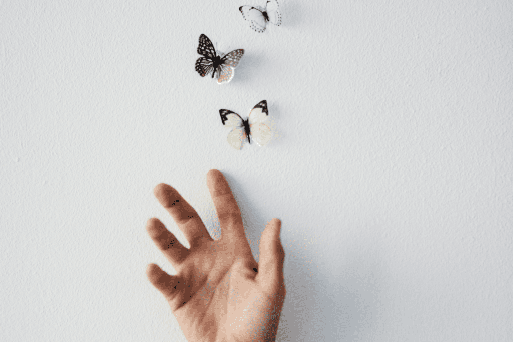 featured image in How to: Declutter and Live Minimally | Practical Ways showing someone letting go of butterflies