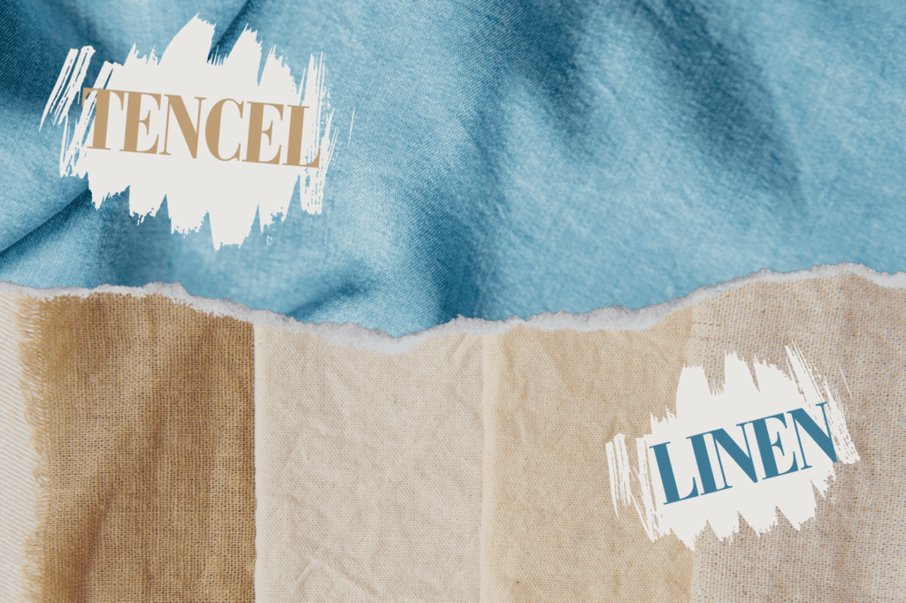 image showing tencel rayon and linen for a blogpost called Rayon Fabric Explained: How Sustainable Is It Really?