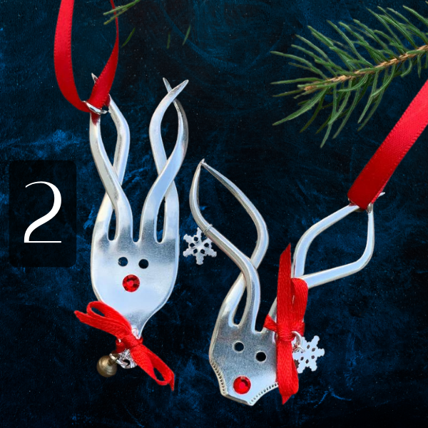 product image featured in 21+ Christmas Decor Ideas That Are Beautiful AND Eco-Friendly  showing ornaments made from upcycled forks