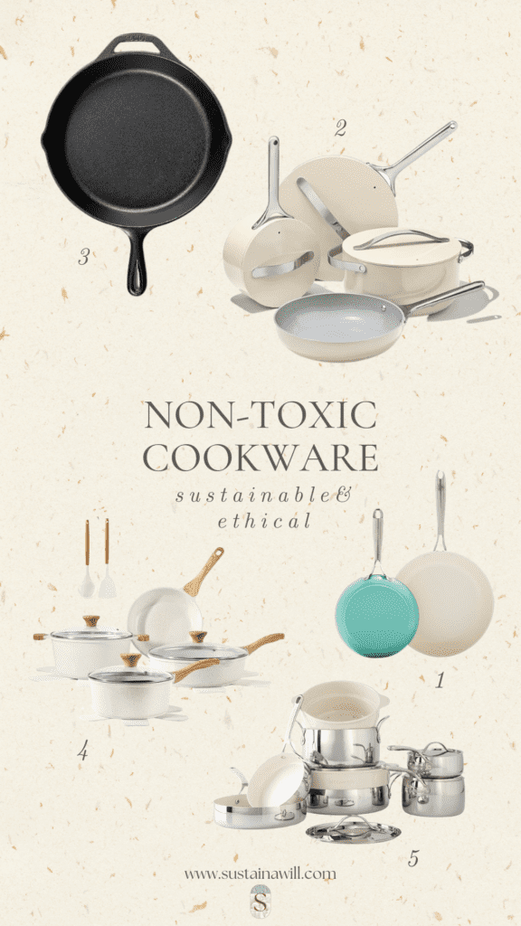 sustainable and non toxic cookware product presentation for a blog post called Sustainable Cookware: 7 Reasons Why You Definitely Need It