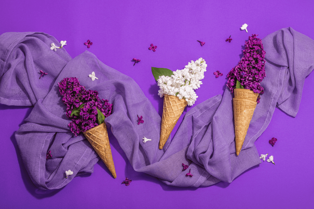 image showing flowers in ice cream cones representing spring