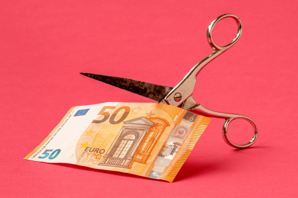 image showing 50 euros about to be cut