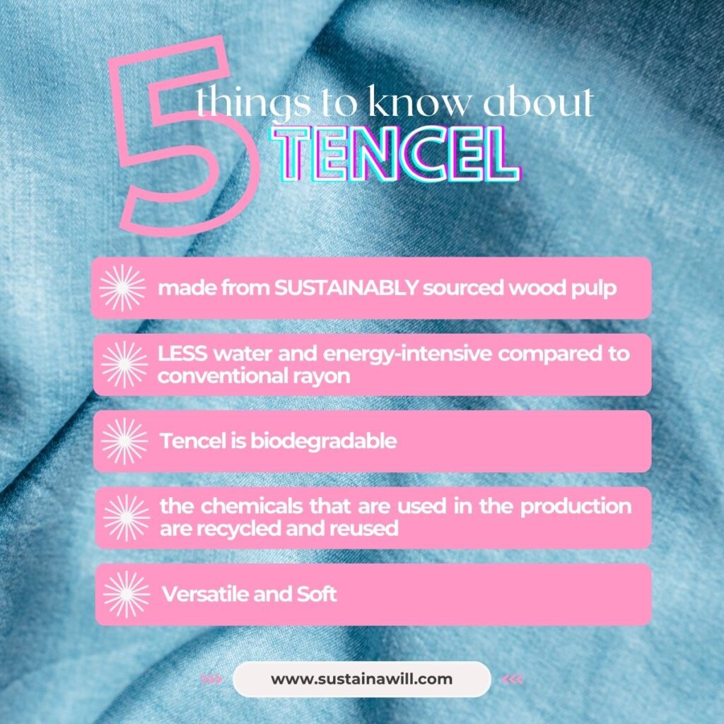 infographic showing 5 things to know about tencel rayon fabric
