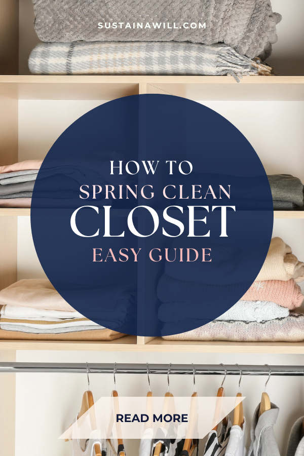 Pinterest optimized image showing the post title and web address for How To: Spring Clean Your Wardrobe (Easy 2024 Guide)