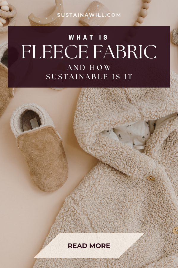 pinterest optimized image showing the post title and web address for What’s Fleece Fabric and how sustainable is it really?