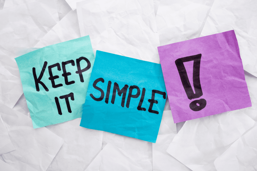 image showing the words 'keep it simple'