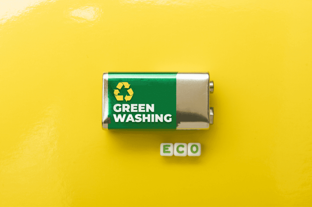 image showing a battery saying the word greenwashing