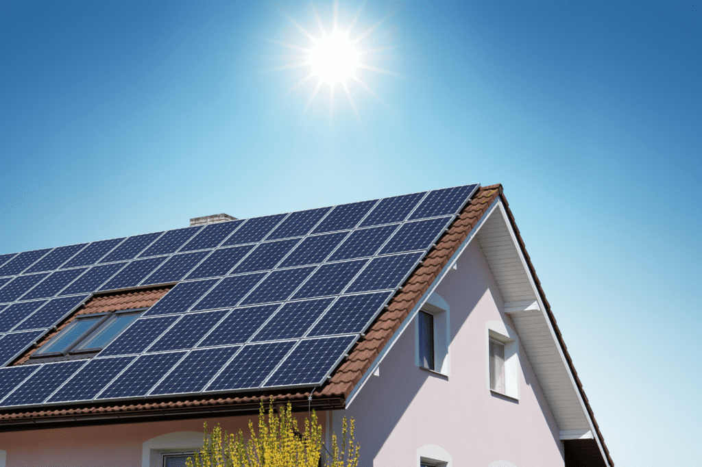 image showing house with black solar panels