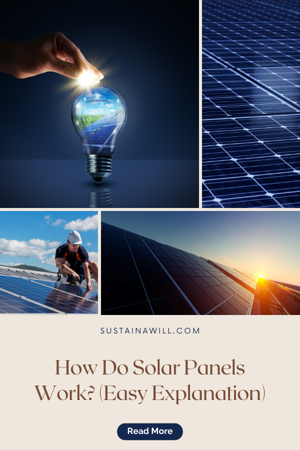 pinterest optimized image showing the post title and web address for How Do Solar Panels Work? Easy Explanation