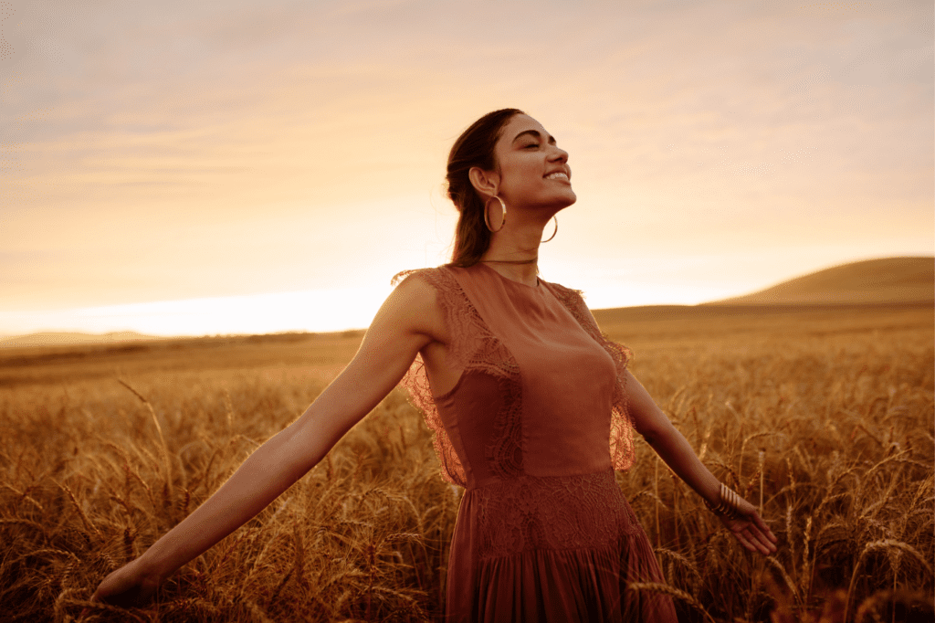 a woman enjoying nature