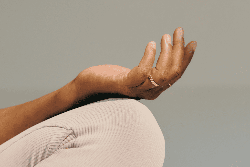 a woman meditating