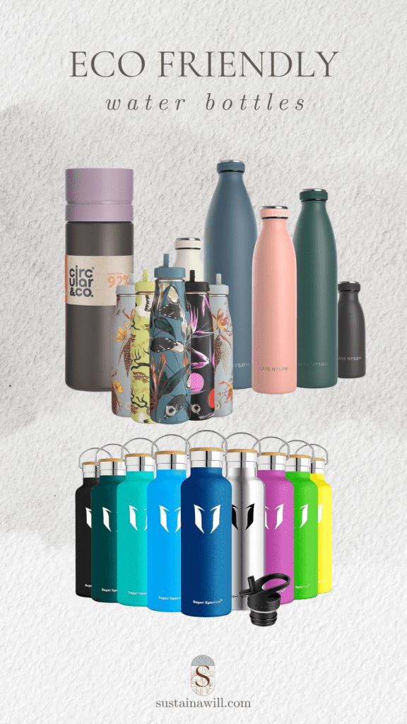 pinterest optimized image showing images of top 5 eco-friendly water bottles