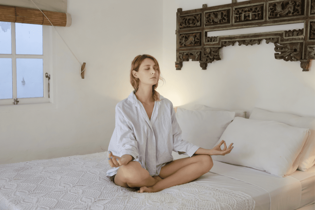 meditating on bed
