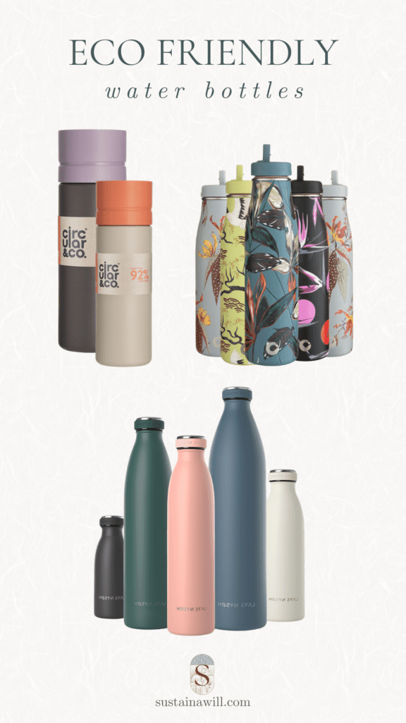 pinterest optimized image showing images of top 5 eco-friendly water bottles