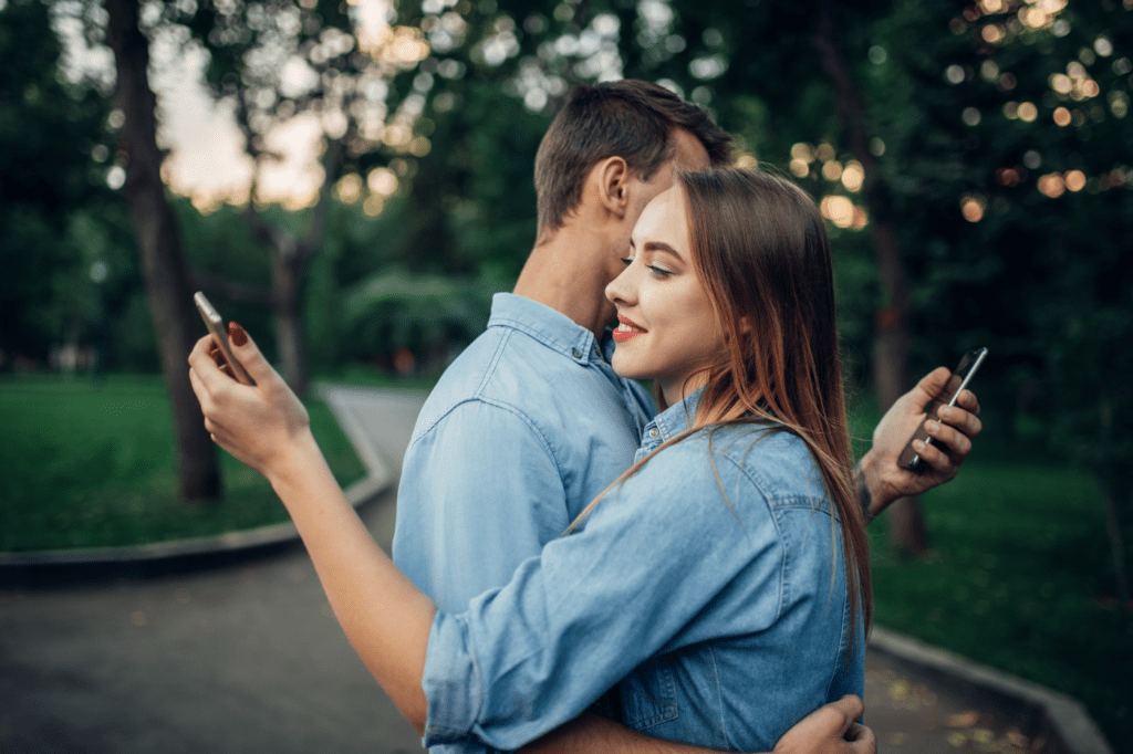 lovers distracted by social media