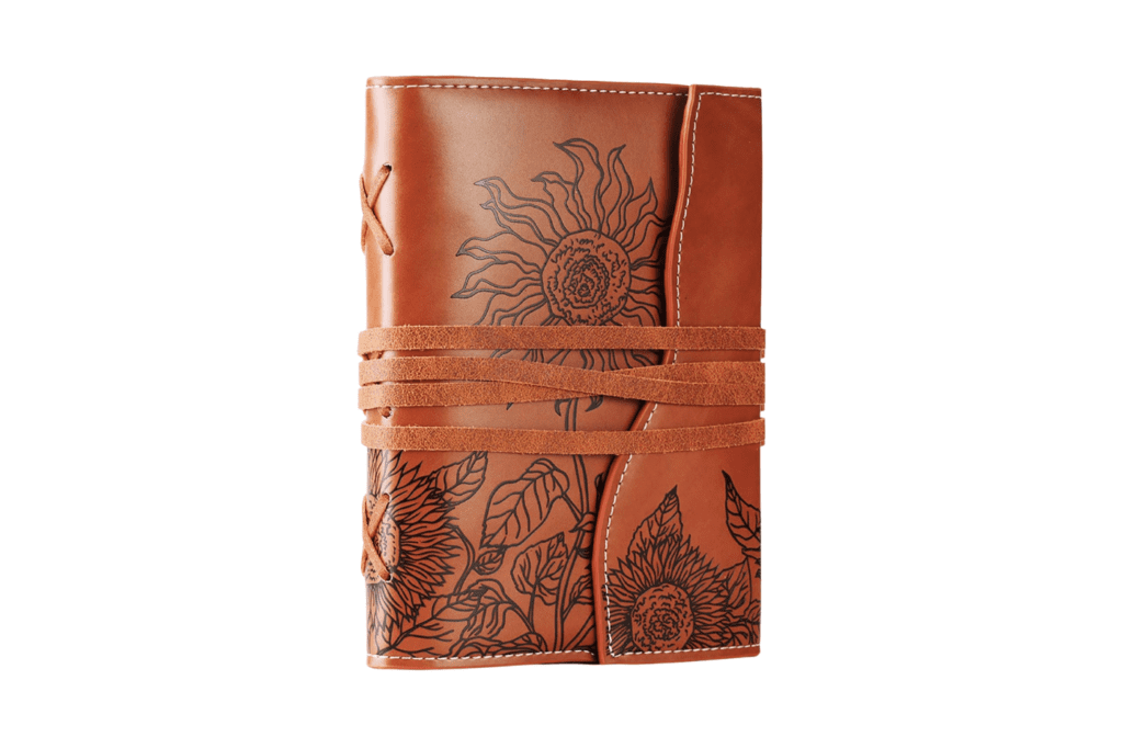 VALERY Unique Writing Journal - Personalized Brown Vegan Leather Bound Notebook
