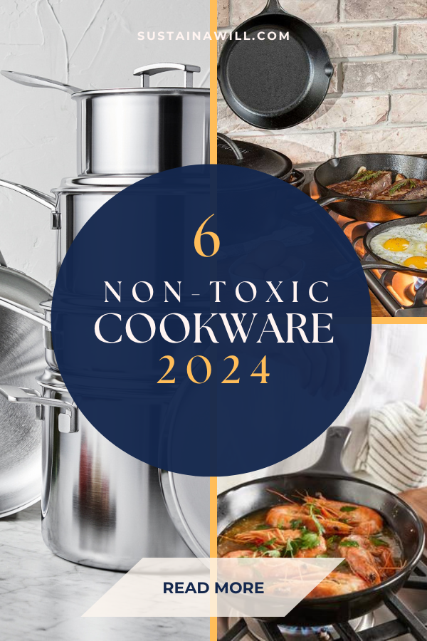 Pinterest optimized image showing the post title and web address for 6 Best Non-Toxic Cookware Of 2024, Tested & Approved