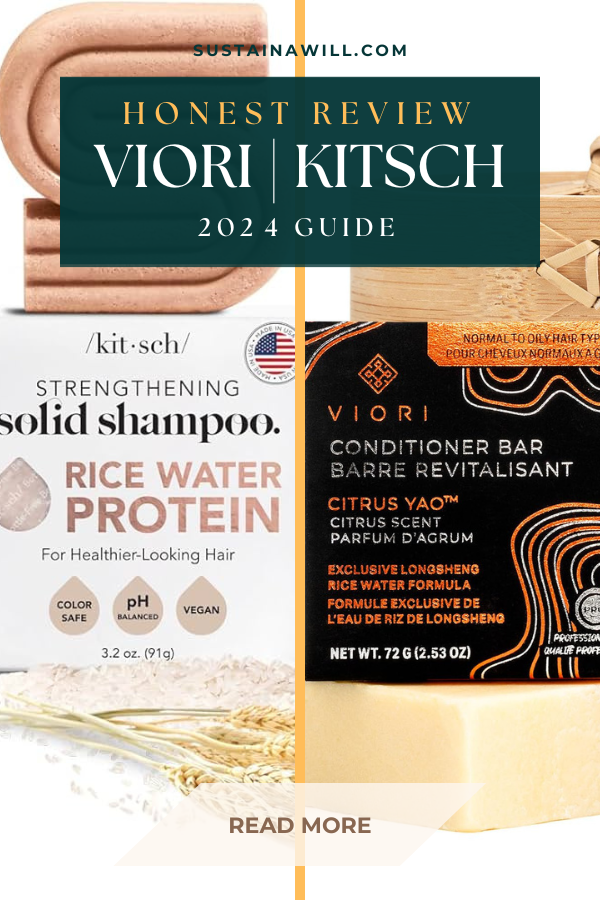 Pinterest optimized image showing the post title and web address for Kitsch vs Viori Shampoo Bars | Honest Review (2024 Guide)